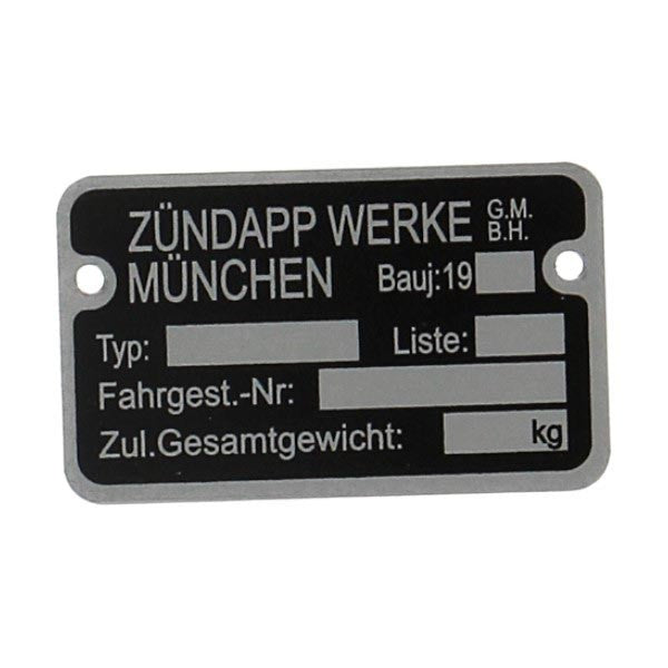 Plaatje Framenummer 19...... Zundapp