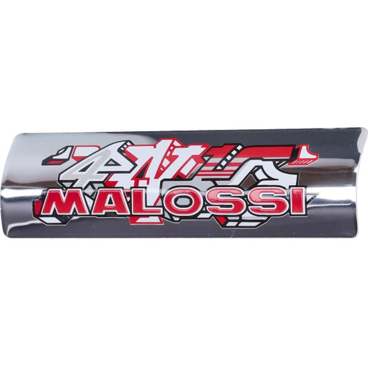 Malossi uitlaat embleem aluminium 35x119 mm chroom 3314869B