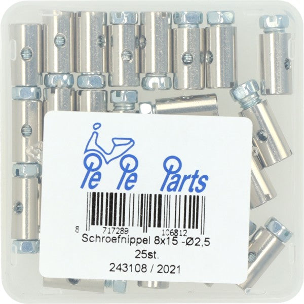 Schroefnippel 8x15 mm - 25 stuks
