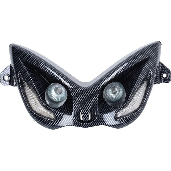 Koplamp DMP Halogeen met LED Knipperlichten Carbon Aerox 2T, Mbk Nitro