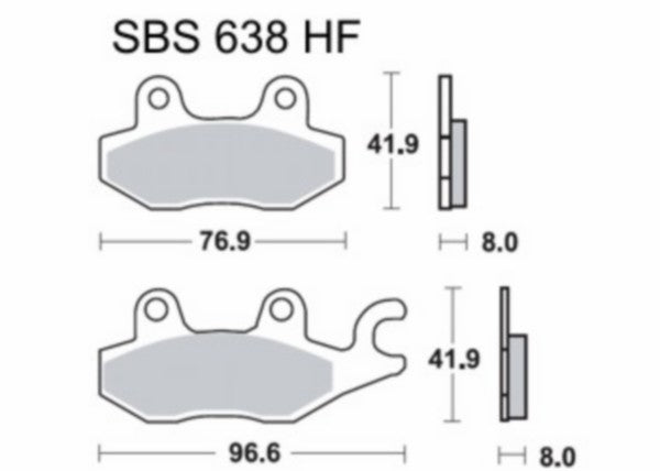 Remblokset Sbs voor Filly, Gpr, K-pipe, New Dink, Sco Kymco 4T, Sento, Silence, Tzr 134HF