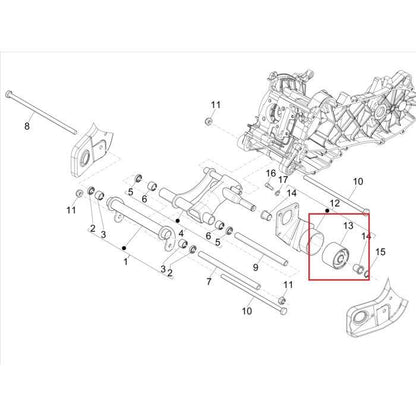 Motorophanging (Subframe) silent block Piaggio Fly 4-takt /Vespa GTS 300 / Zip 4-takt 40x62x17 origineel 272750