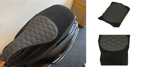 Buddydek Regia (Made In EU) Vespa Designo Alcantara Zwart/rood (Stiksels) Primavera, Sprint