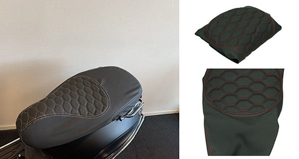 Buddydek Regia (Made In EU) Vespa RS Carbon/rood (Stiksels) Primavera, Sprint