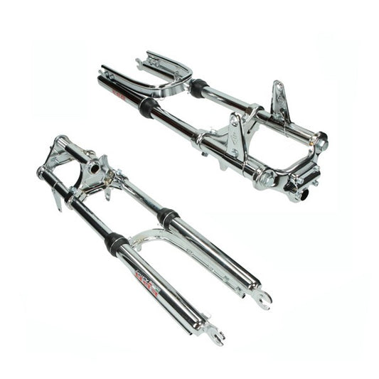 Voorvork EBR Lang Breed + Versterkte Stabilisator Compleet Chroom Puch Maxi