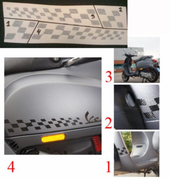 Stickerset Finish Vlag Carbon 4PCS Riva, Vespa Lx, Vespa S, VX50
