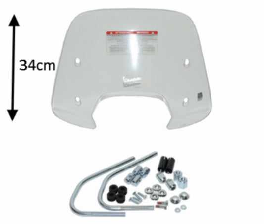 Windscherm Piaggio Origineel met Bevestigingsset Laag 34cm Helder Sprint 1B001027