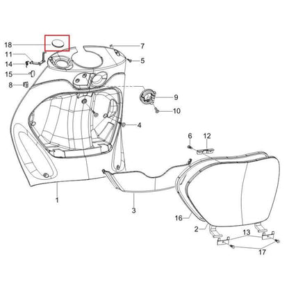 Inspectierubber kickstartdeksel / Afsluitdop beenschild Piaggio/Vespa/2-takt/4-takt origineel 483859