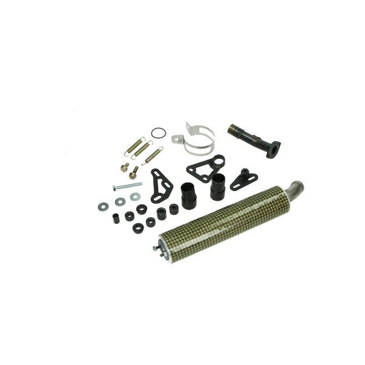 Uitlaat Yasuni Compleet Mod R2 Kevlar Minarelli AM6, Rieju, RS50, Tzr TUB914CK