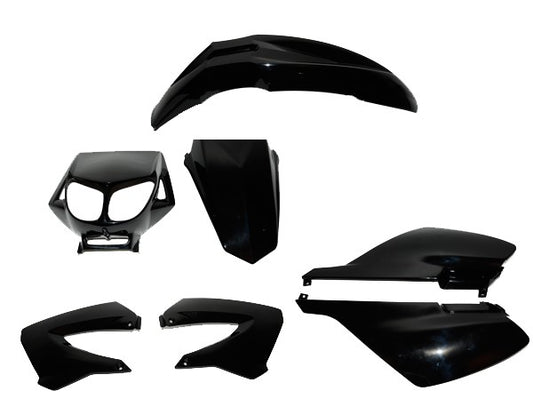 Plaatwerkset DMP Standaard Model Derbi Zwart Glans 7-DELIG Senda X-race, Senda X-treme, Senda