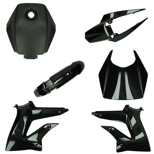 Plaatwerkset Derbi Nt Zwart Glans 6-DELIG Senda Drd, Senda X-treme, Gilera SMT, Gilera RCR