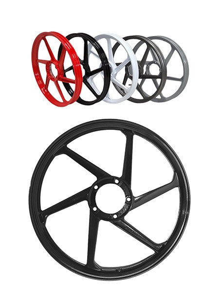 Voorwiel/achterwiel Fast-arrow Aluminium SPORT-1 6 Spaaks 17-INCH Zwart Glans X30, X50, Puch Maxi