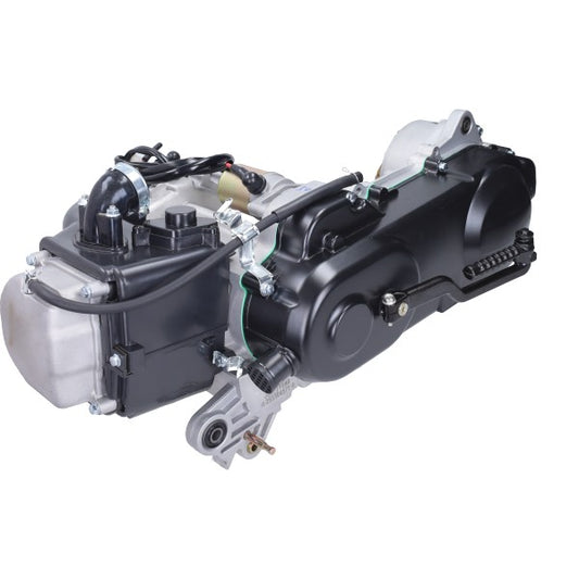 Motorblok Compleet Chinese 4T 12 inch Korte As (1x schokbreker) – BTC / Kisbee 4T / China 4T / GY6