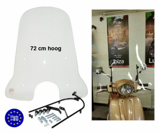 Windscherm Regia met Bevestigingsset Hoog (Made In EU) Iva Ibiza/razzo Lucca 72cm Helder