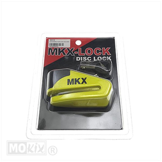 Schijfremslot MKX 10 mm pen – Geel – Scooter/Motor – Compact mini lock