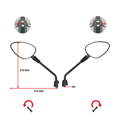 Spiegelset DMP Lang Zwart Glans – Vespa Sprint / Piaggio Zip