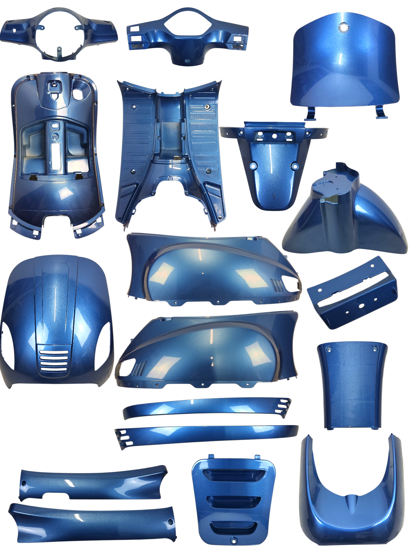 plaatwerkset (china vespa ronde koplamp) blauw/grijs 18-delig agm, vx50, china lx/napoli