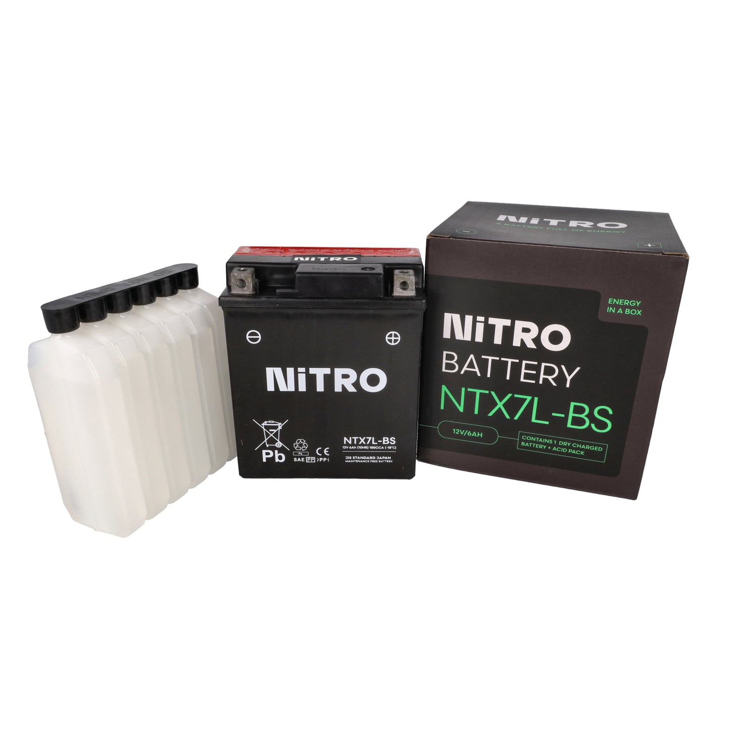 Accu Nitro NTX7L-BS / YTX7L-BS – 12V 6Ah Vespa Sprint / Zip (iGet / 4T 3V)