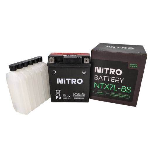 Accu Nitro NTX7L-BS / YTX7L-BS – 12V 6Ah Vespa Sprint / Zip (iGet / 4T 3V)