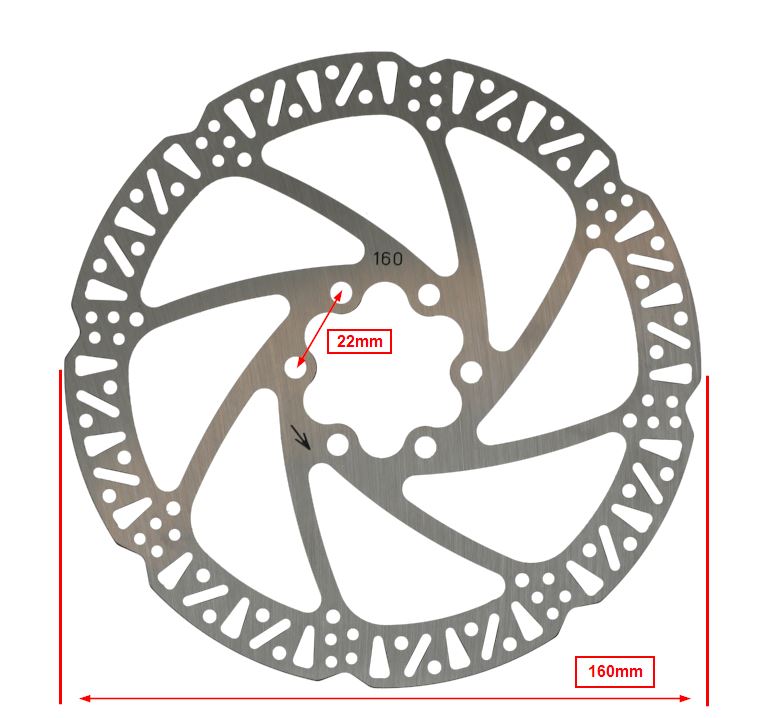 Remschijf Hydraulisch incl bouten 6-GAATS Versie Diameter 160mm Fatbike