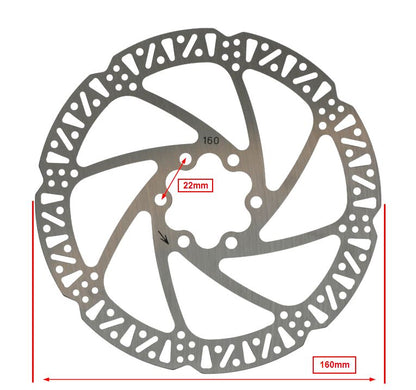 Remschijf Hydraulisch incl bouten 6-GAATS Versie Diameter 160mm Fatbike