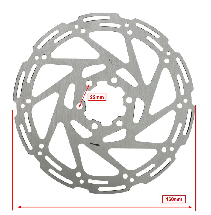 Remschijf 6-GAATS L 160mm 2.3mm V8 - V20 Voor/achter Fatbike