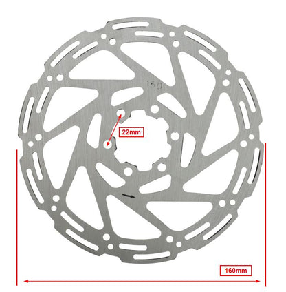 Remschijf 6-GAATS L 160mm 2.3mm V8 - V20 Voor/achter Fatbike