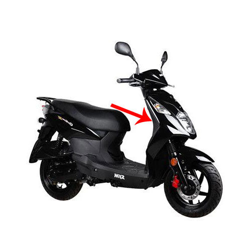 Beenschild Zwart – SYM Orbit 2 / X-Pro – Model 81131-ABF-000