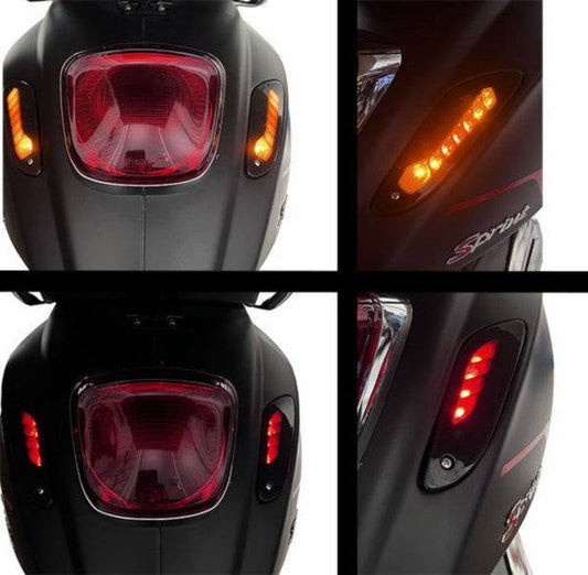 Knipperlicht Led Vespa Primavera / Sprint zwart Audi Look DMP Achterzijde