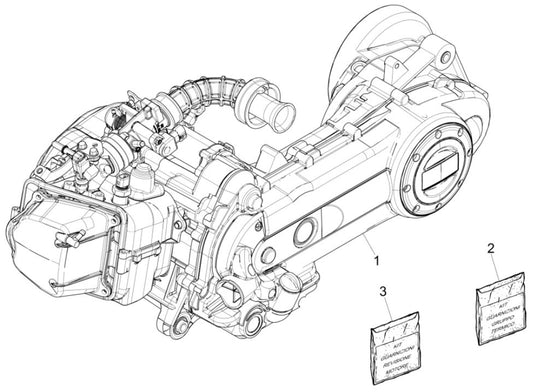 Motorblok Compleet 50cc 4Takt / 3V E4 I-Get Piaggio Zip Origineel 25km/H CM285511