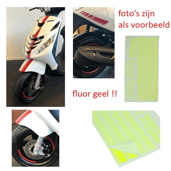 Stickerset Piaggio Zip sport AMG 14-delig fluor geel