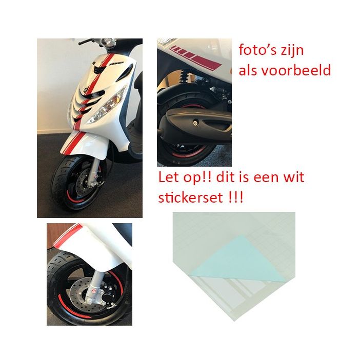 Stickerset Piaggio Zip sport AMG 14-delig glans wit