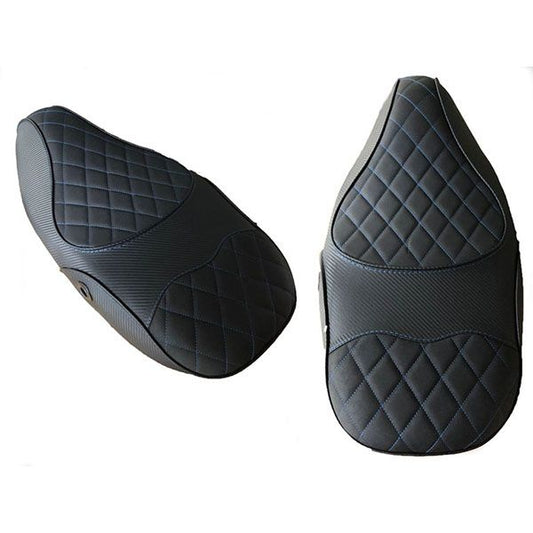 Zadelhoes/buddydek Vespa Primavera / Sprint Bentley stitch zwart / blauw