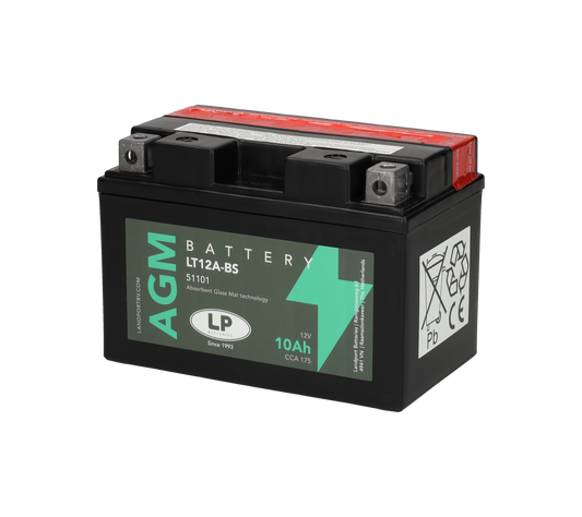 Accu Landport AGM 51101 / YTX12A-BS / LT12A-BS accu (12V, 10Ah, 175A)