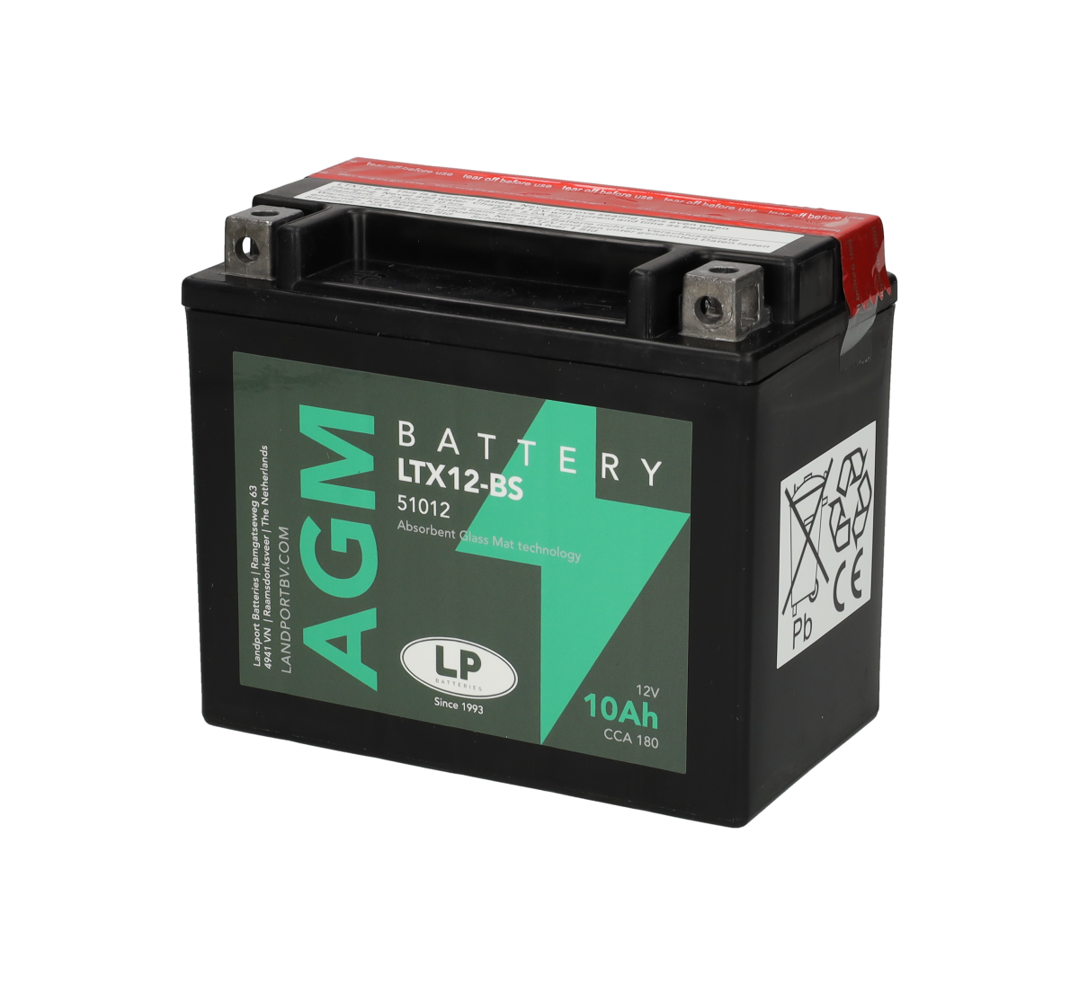 Accu Landport AGM YTX12-BS / LTX12-BS / 51012 12V 10Ah – Vespa GTS / Piaggio MP3 / Beverly / Liberty / X-Evo