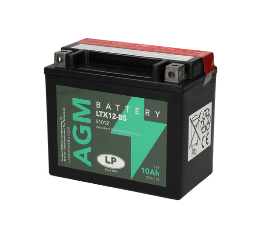 Accu Landport AGM YTX12-BS / LTX12-BS / 51012 12V 10Ah – Vespa GTS / Piaggio MP3 / Beverly / Liberty / X-Evo