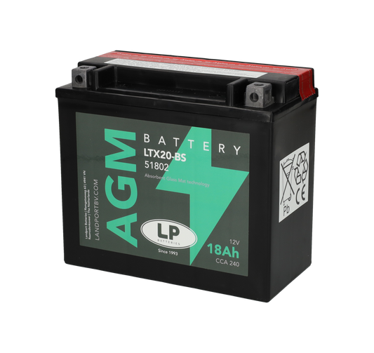 Accu Landport AGM 51802 / YTX20-BS / LTX20-BS accu (12V, 18Ah, 240A)