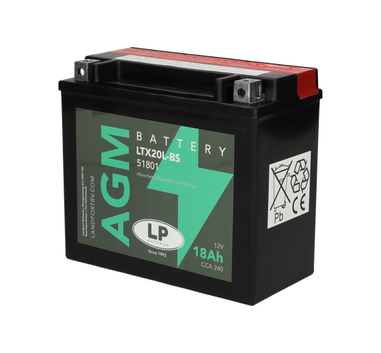 Accu Landport YTX20L-BS / LTX20L-BS 12V 18Ah – Honda Gold Wing / Triumph Rocket III / Yamaha XV / Kawasaki Concours / Victory