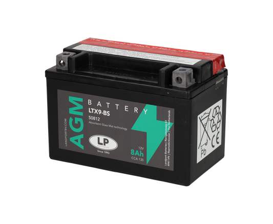 Accu Landport AGM YTX9-BS / LTX9-BS / 50812 12V 8Ah – Piaggio Zip 4T2V / Burgman / X-Max / Z750