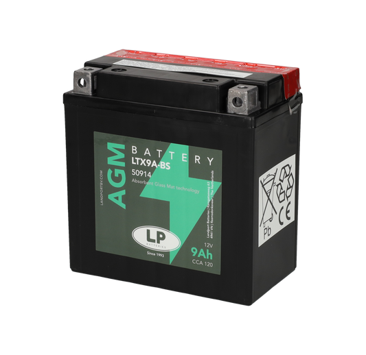 Accu Landport AGM YTX9A-BS / YB9-B / LTX9A-BS 12V – Vespa LX 4T / S 4T / Piaggio Fly / Liberty / Gilera Runner