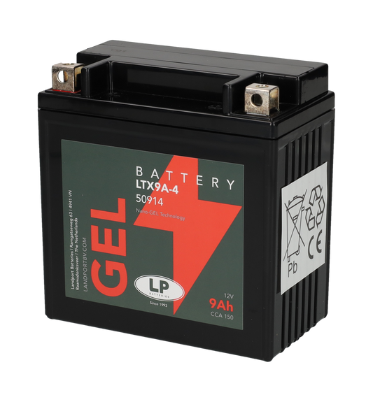 Accu Landport GEL YTX9A-BS / YB9-B / GB9B / LTX9A-4 12V 9Ah – Vespa LX 4T / Piaggio Liberty / Fly / Gilera Runner