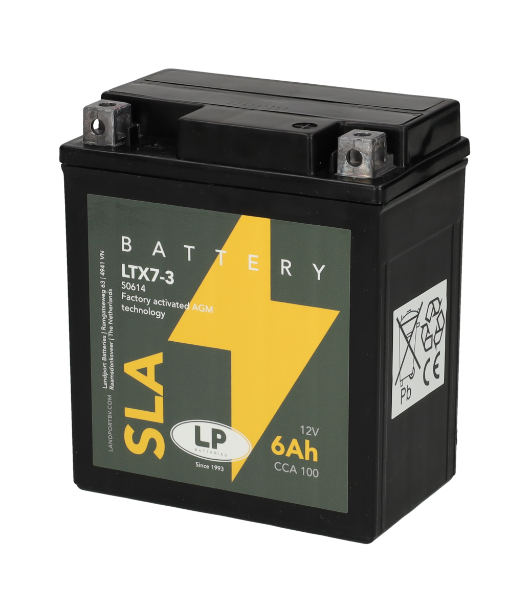 Accu Landport AGM 50614 / YTX7L-BS / YTX7-3 accu (12V, 6Ah, 100A)