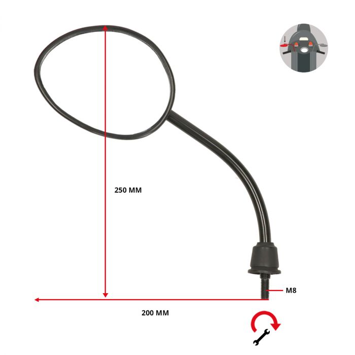 Spiegel links Piaggio Zip zwart origineel cm063901 lang model